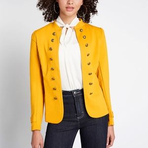 Modcloth Glam Believer Knit Jacket size M yellow